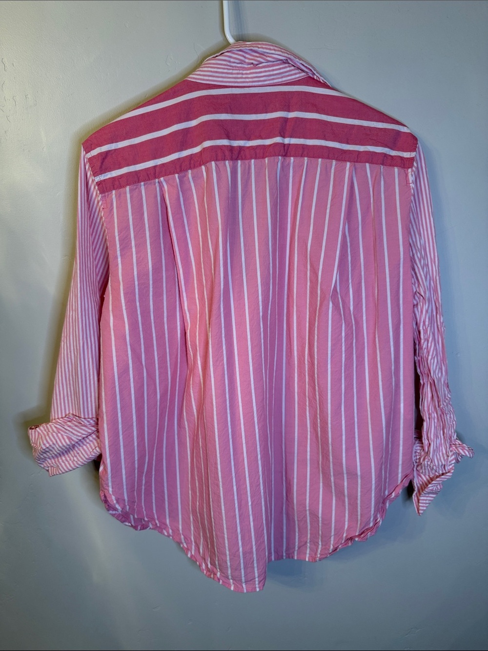 LOFT Pink and White Striped Button-Down Shirt - Picture 3 of 3